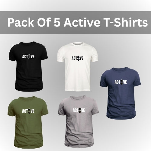Pack of 5 Premium ActiveWeare T-Shirts – Double the Style, Double the Comfort!