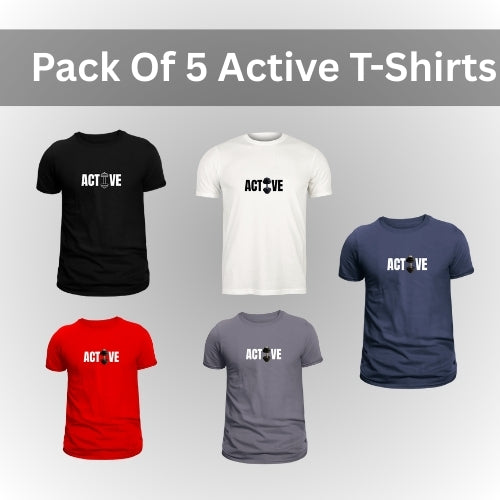 Pack of 5 Premium ActiveWeare T-Shirts – Double the Style, Double the Comfort!