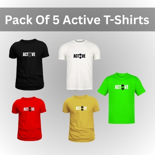Pack of 5 Premium ActiveWeare T-Shirts – Double the Style, Double the Comfort!