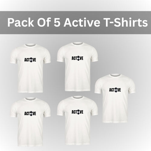 Pack of 5 Premium ActiveWeare T-Shirts – Double the Style, Double the Comfort!